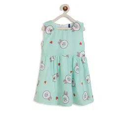 Kids On Board Sea Green Printed Dress-picture-37