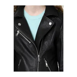 KIDS ONLY Black Solid Full Sleeves Biker Jacket image 5
