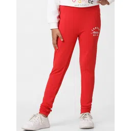 KIDS ONLY Girls Red Solid Churidar-Length Cotton Leggings-picture-12