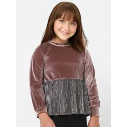 KIDS ONLY Misty Rose & Grey Color Block Full Sleeves Top-picture-34
