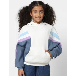 KIDS ONLY White & Blue Color Block Full Sleeves Sweatshirt-image-29