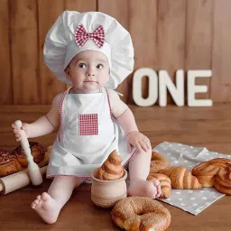 Kids Photoshoot Dress Baby Master chef (6-12 month baby) (White) image 4