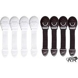 Kids Station Furniture Safety Locks for Kids, Pack of 4 Brown + 4 White, Made in India Child Safety, Locks for Drawers, Cabinets, Fridge, Cupboard Lock, Strong and Adhesive Safety Locks-picture-26