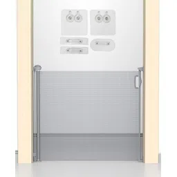 kids station Expandable Mesh Safety Gate for Kids Retractable Baby Gate with Glass Mounting Hallway & Door Barrier Fence (Grey, 90cm High, 180cm Wide)-picture-12