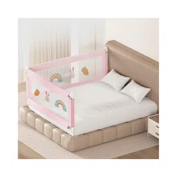 Kids Station Foldable Bed Rail Guard 2 Side, Pink (200 x 150 cm) Adjustable Height Baby Safety Barrier for Queen Size Bed (6.6ft x 5ft, Basic)-picture-42