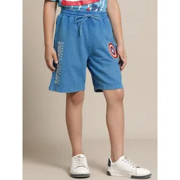Kids Ville Boys Captain America Printed Pure Cotton Mid-Rise Shorts-picture-23
