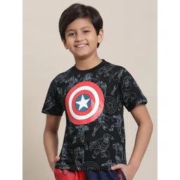 Kids Ville Boys Captain America Printed Pure Cotton T-Shirt-picture-10