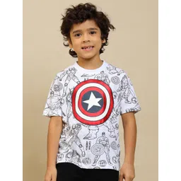 Kids Ville Boys Captain America Printed Pure Cotton T-Shirt image 1