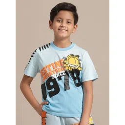 Kids Ville Boys Garfield Printed Pure Cotton Round Neck Tshirt-picture-14