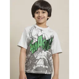 Kids Ville Boys Hulk Printed Round Neck Pure Cotton T-shirt-picture-21