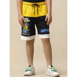Kids Ville Boys Minions Printed Cotton Mid Rise Shorts-picture-44