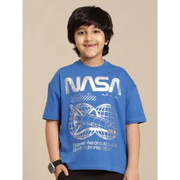 Kids Ville Boys NASA Graphic Printed Round Neck Cotton Oversized T-shirt-picture-39