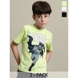 Kids Ville Boys Pack Of 3 Justice League Printed Pure Cotton Tshirts-picture-31