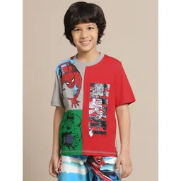 Kids Ville Boys Round Neck Short Sleeves Avengers Printed Pure Cotton Tshirt-picture-38