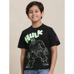 Kids Ville Boys Round Neck Short Sleeves Hulk-Printed Pure-Cotton T-Shirt-picture-24