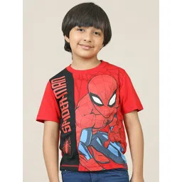 Kids Ville Boys Spider-Man Typography Printed Round Neck Cotton T-shirt-image-29