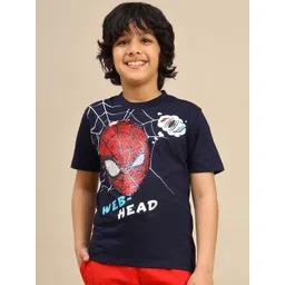 Kids Ville Boys Spiderman Printed Pure Cotton Short Sleeve T-Shirt-picture-39