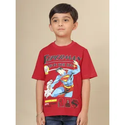 Kids Ville Boys Superman Printed Pure Cotton T-Shirt-picture-56