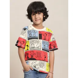 Kids Ville Peanuts Boys Printed Pure Cotton T-Shirt-picture-57