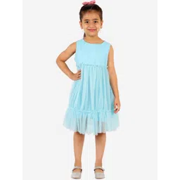 KidsDew Girls Blue Net Pleated A-Line Dress-picture-57