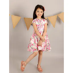 KidsDew Girls Floral Printed Round Neck Fit & Flare Dress-picture-45