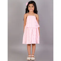 KidsDew Girls Pink Layered Satin A-Line Dress-picture-19