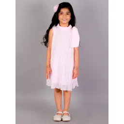 KidsDew Girls Pink Solid Georgette A-Line Dress-picture-29
