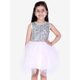 KidsDew Girls White Embellished Net Dress-picture-15