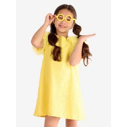 KidsDew Girls Yellow A-Line Dress-picture-47