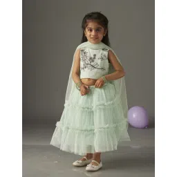 KidsDew Kids Mint Green Embroidered Lehenga Cholis-picture-26