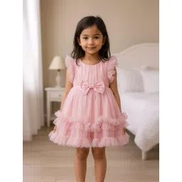 KidsDew Kids Pink Embellished Fit & Flared Dress-picture-34