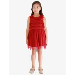 KidsDew Maroon Textured Pattern Casual Dress-picture-22