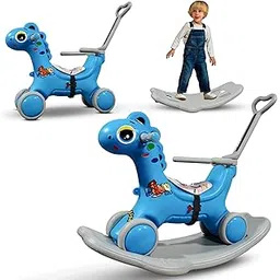 Kidsmate 3-in-1 Push Ride-On and Rocker for Kids 2-5 Years | Ride, Push & Rock Modes | Seat Belt Safety | Non-Toxic & PE Body with Parental Handle | Rocker Horse for Babies (Blue)-picture-22