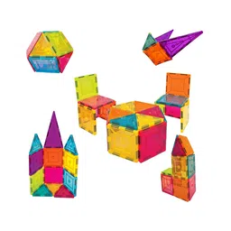 Kidsmate 16-Pcs Magnetic Tiles Set | Brain Boosting Fun & Educational STEM Learning Toy | Strong Magnetic Blocks for Creative Building | Colorful Magnetic Tiles for Boys & Girls 3-8 Yrs - Multicolor-picture-17