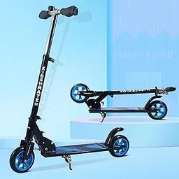 Kidsmate Street Rider Metal Kick Scooter for Kids of Ages 6-13 Years | 2 Wheel Scooter, Foldable Design, 3 Adjustable Height Option with Rear Braking | Max User Weight 50kg - (Blue)-picture-11