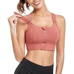 kidsnx High Impact Front Zip Sports Bra for Women with Criss Cross Back, Perfect for Gym, Yoga & Workout (Sizes M-2XL)-picture-15