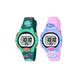 KIDSUN Unisex Kids Printed Dial & Straps Digital Multi Function Watch 870_COMBO_PINK_DRKGRN-picture-24