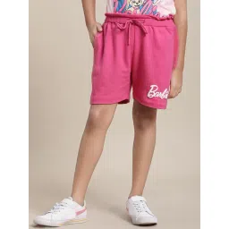 Kidsville Barbie Printed Pink Regular Fit Shorts For Girls-picture-43