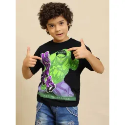 Kidsville Boys Black Hulk Printed Regular Fit T-Shirt-picture-10