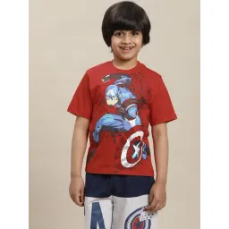 Kidsville Captain America Printed Regular Fit Red T-Shirt For Boys-picture-26