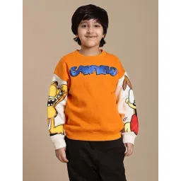 Kidsville Garfield Printed Orange Oversized Sweatshirt For Boys-picture-34
