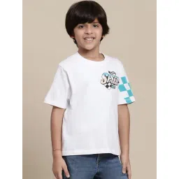 Kidsville Hot Wheels Printed White T-Shirt For Boys-picture-10