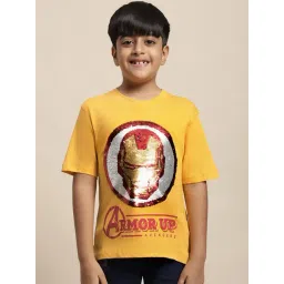 Kidsville Iron Man Printed Yellow T-Shirt For Boys-picture-13