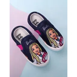 Kidsville Kids Barbie Printed Navy Blue Slip-On Shoes-picture-45