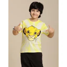 Kidsville Lion King Printed Regular Fit Yellow & White T-Shirt For Boys-picture-26