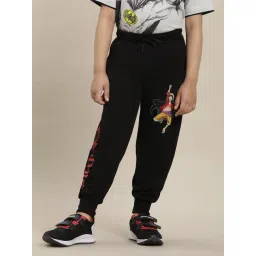 Kidsville One Piece Printed Regular Fit Black Joggers For Boys-picture-39