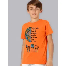 Kidsville Orange Cotton Printed T-Shirt-picture-17
