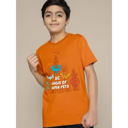 Kidsville Orange Cotton Printed T-Shirt-picture-19