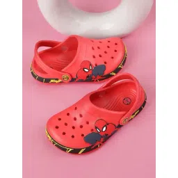 Kidsville Red Spiderman Printed Back Strap Clogs-picture-16