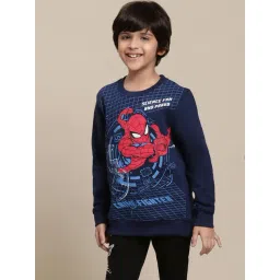 Kidsville Spiderman Printed Navy Sweatshirt For Boys-picture-47